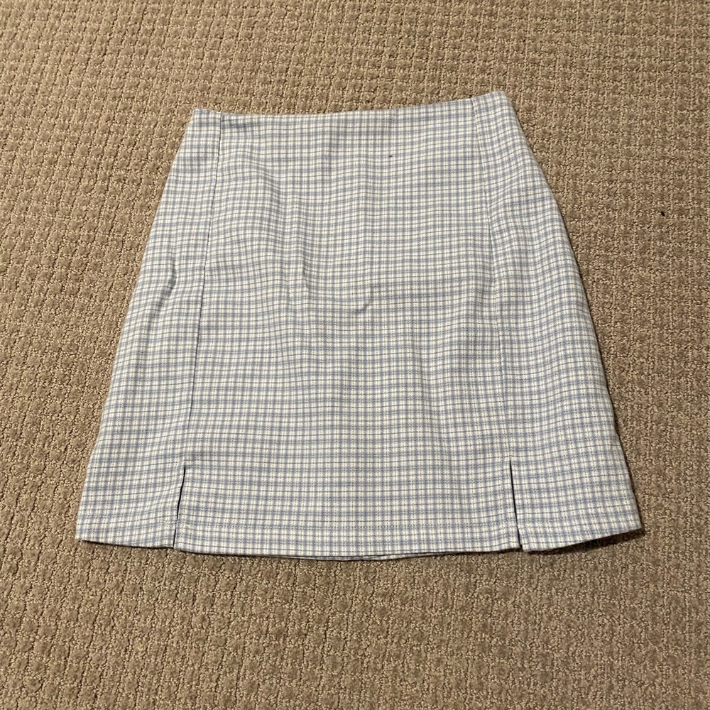 blue plaid mini skirt 💙